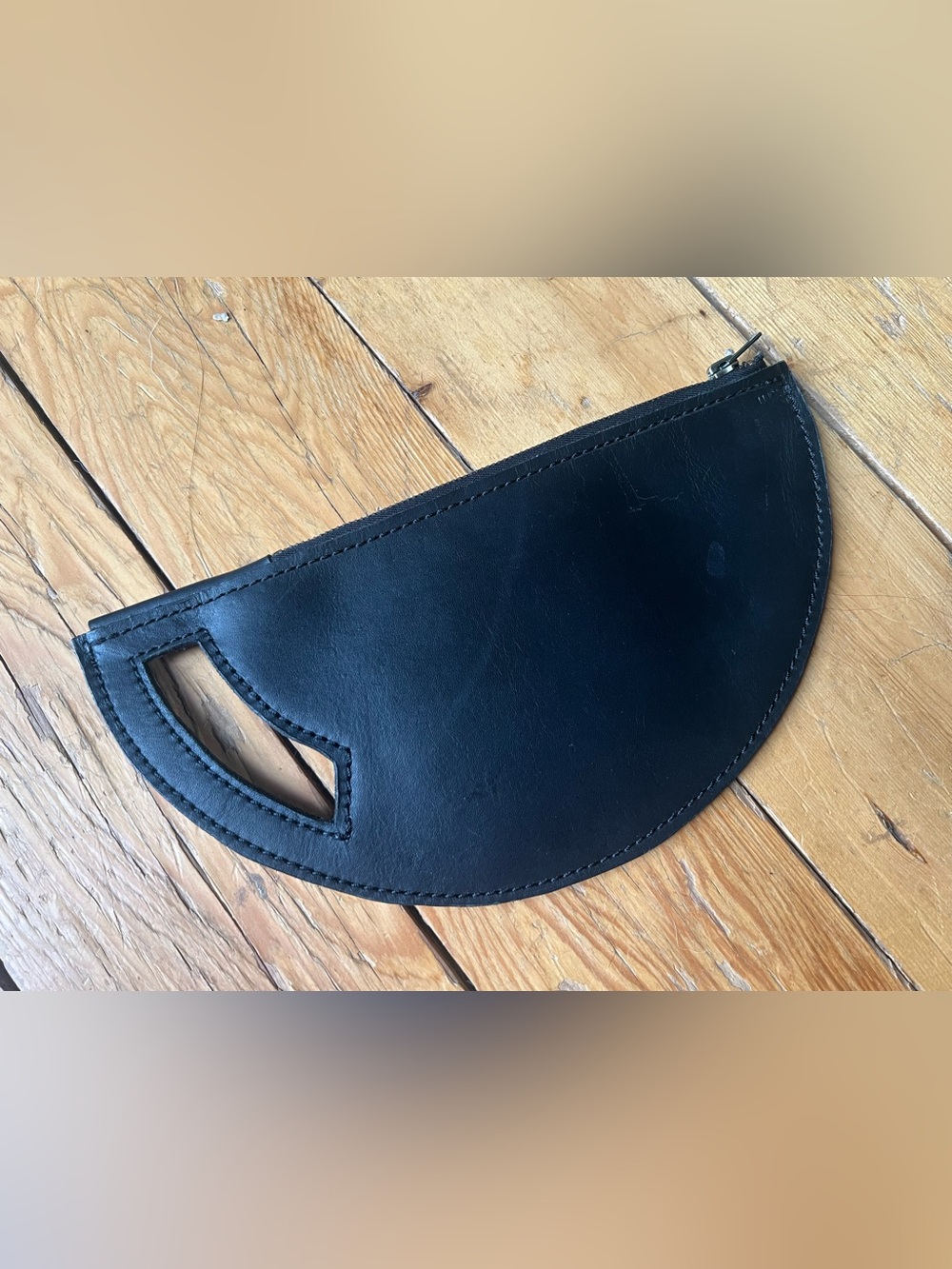 Minimal Black Leather Clutch